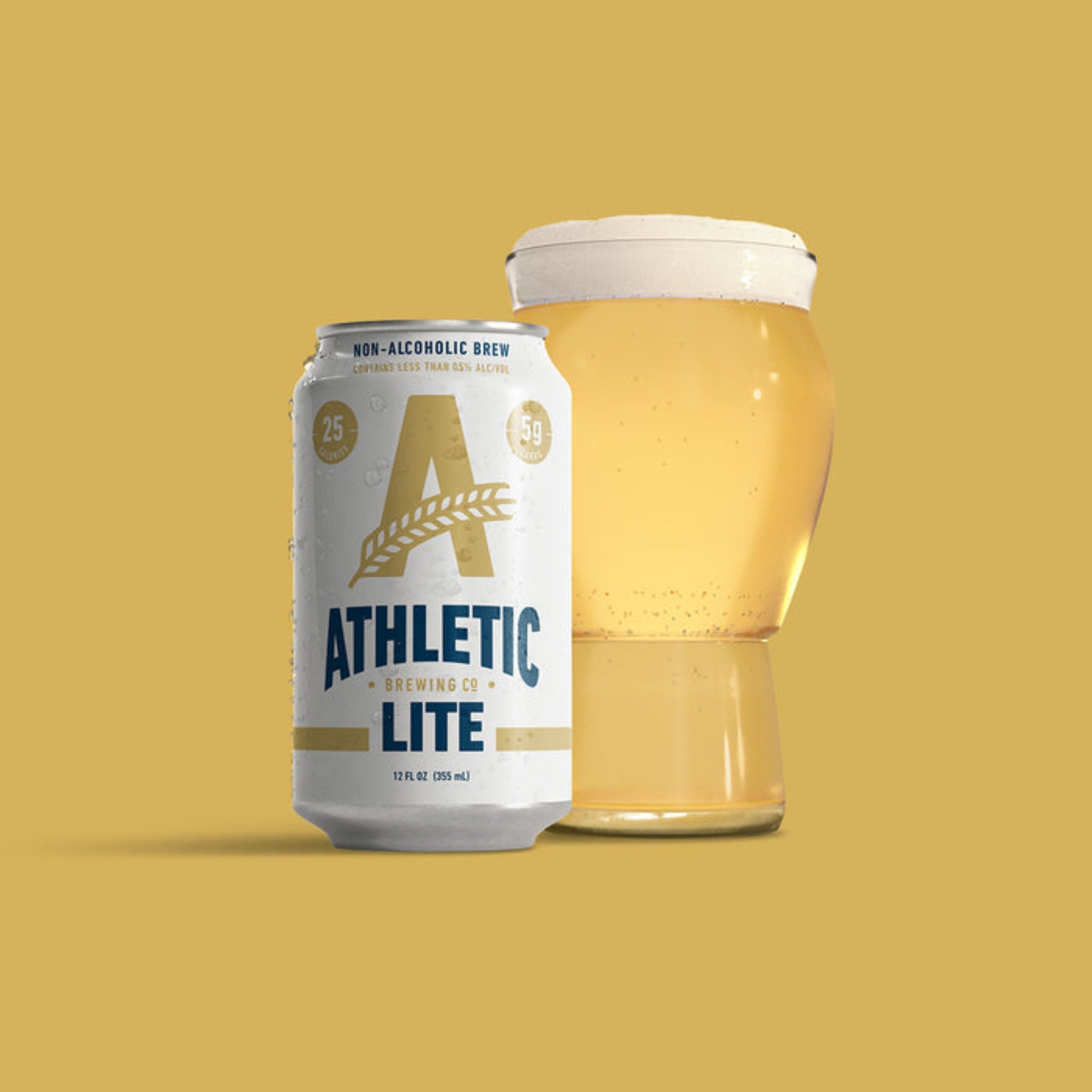 Athletic Brewing  Athletic Lite Non-Alcoholic Light Beer with Glass