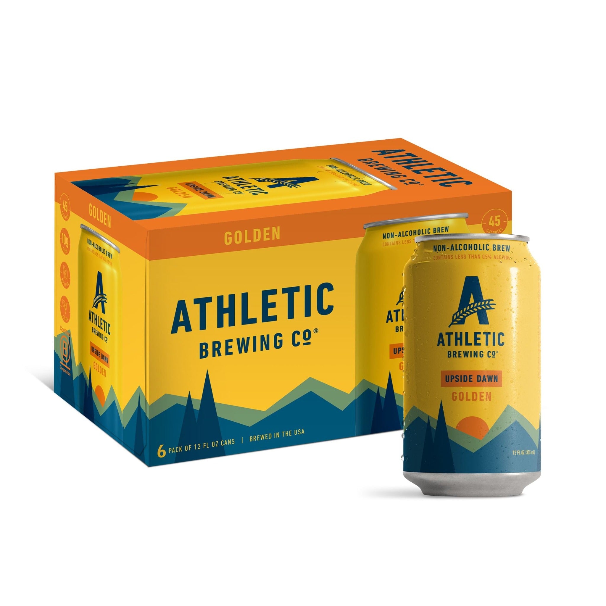 Athletic Brewing Upside Dawn Golden Ale Non-Alcoholic Beer 6-Pack